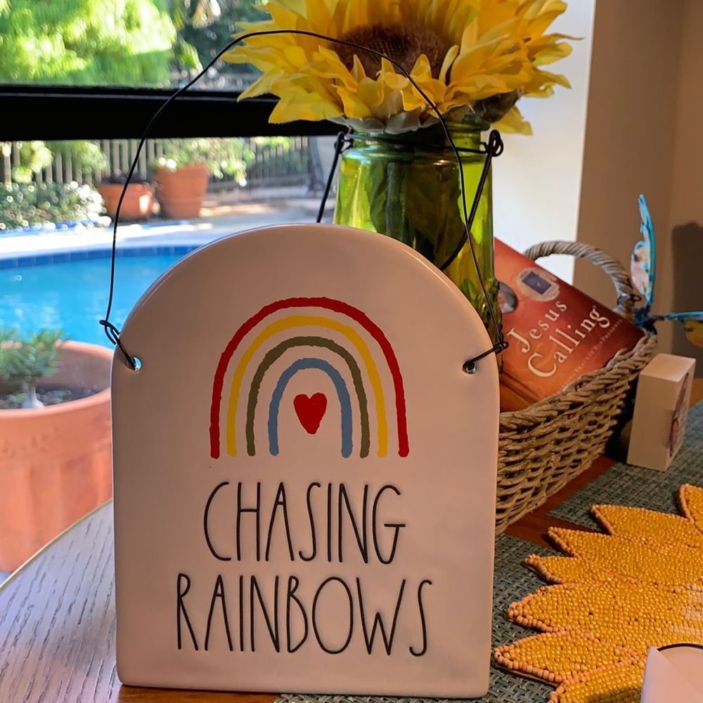 RAE DUNN ceramic “Chasing Rainbows” wall plaque